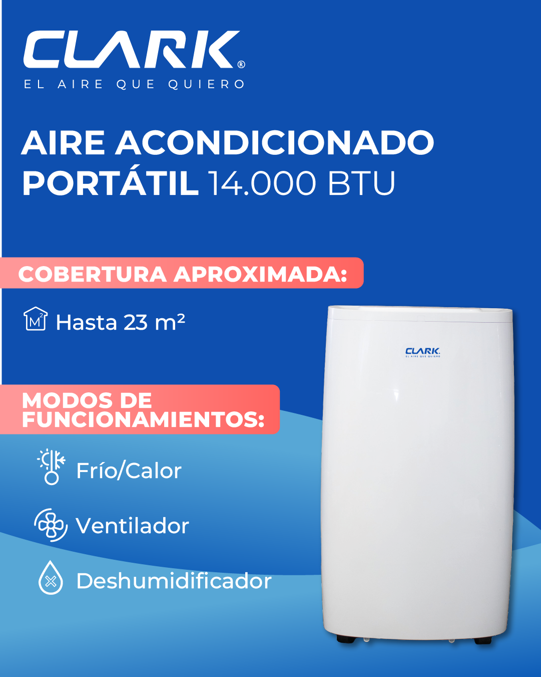 Aire Acondicionado Portátil Clark vista lateral