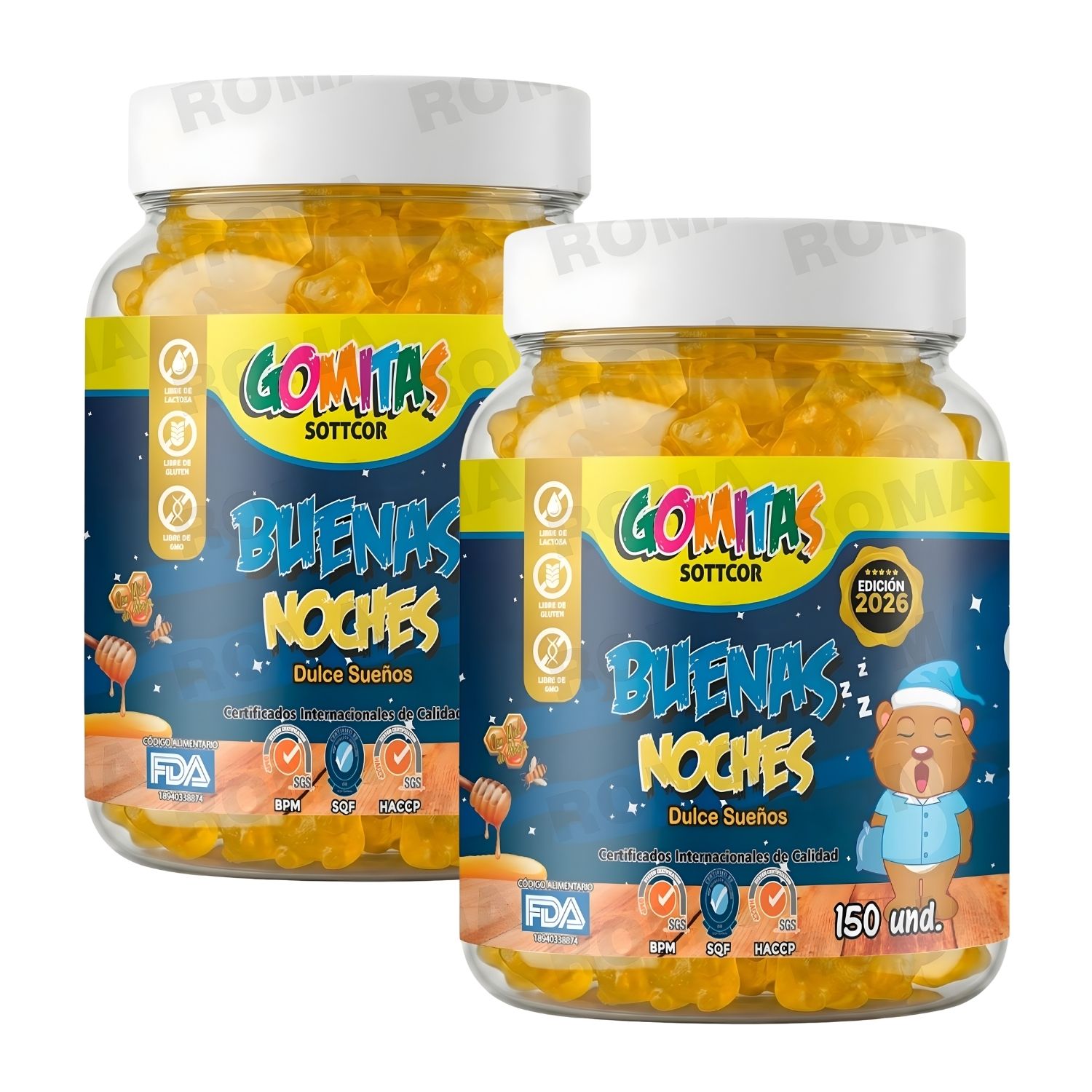 PACK 2 GOMITAS BUENAS NOCHES PARA NIÑOS SOTTCOR LABS 150 UNIDADES
